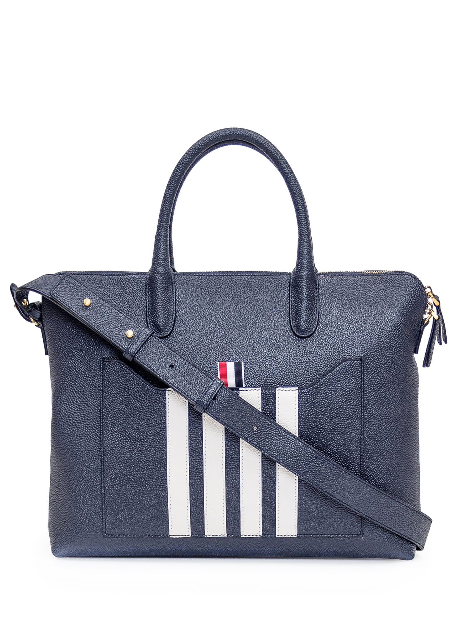 Shop Thom Browne Bag With Logo In Navy
