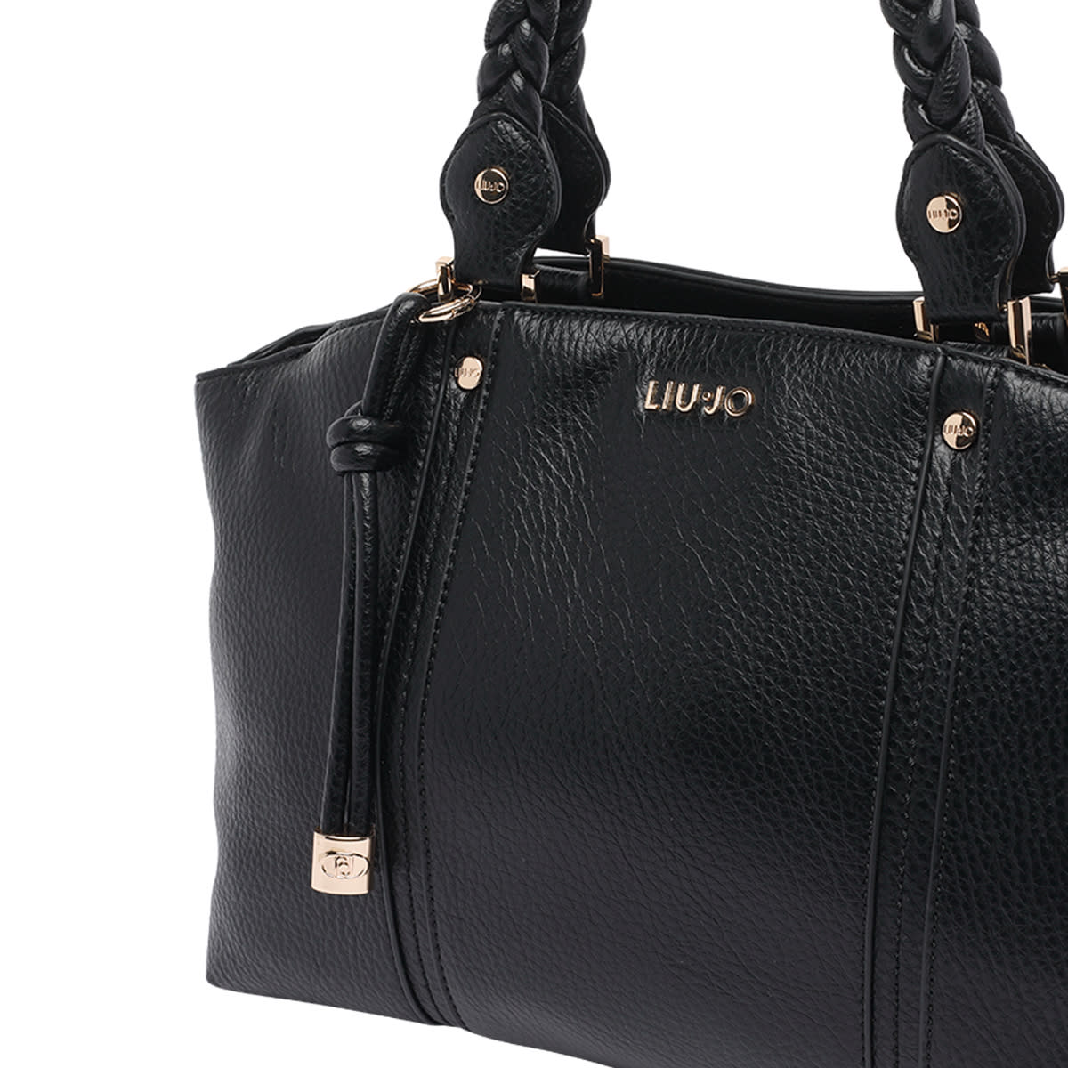 Liu •jo Braided-handle Satchel Bag In Black