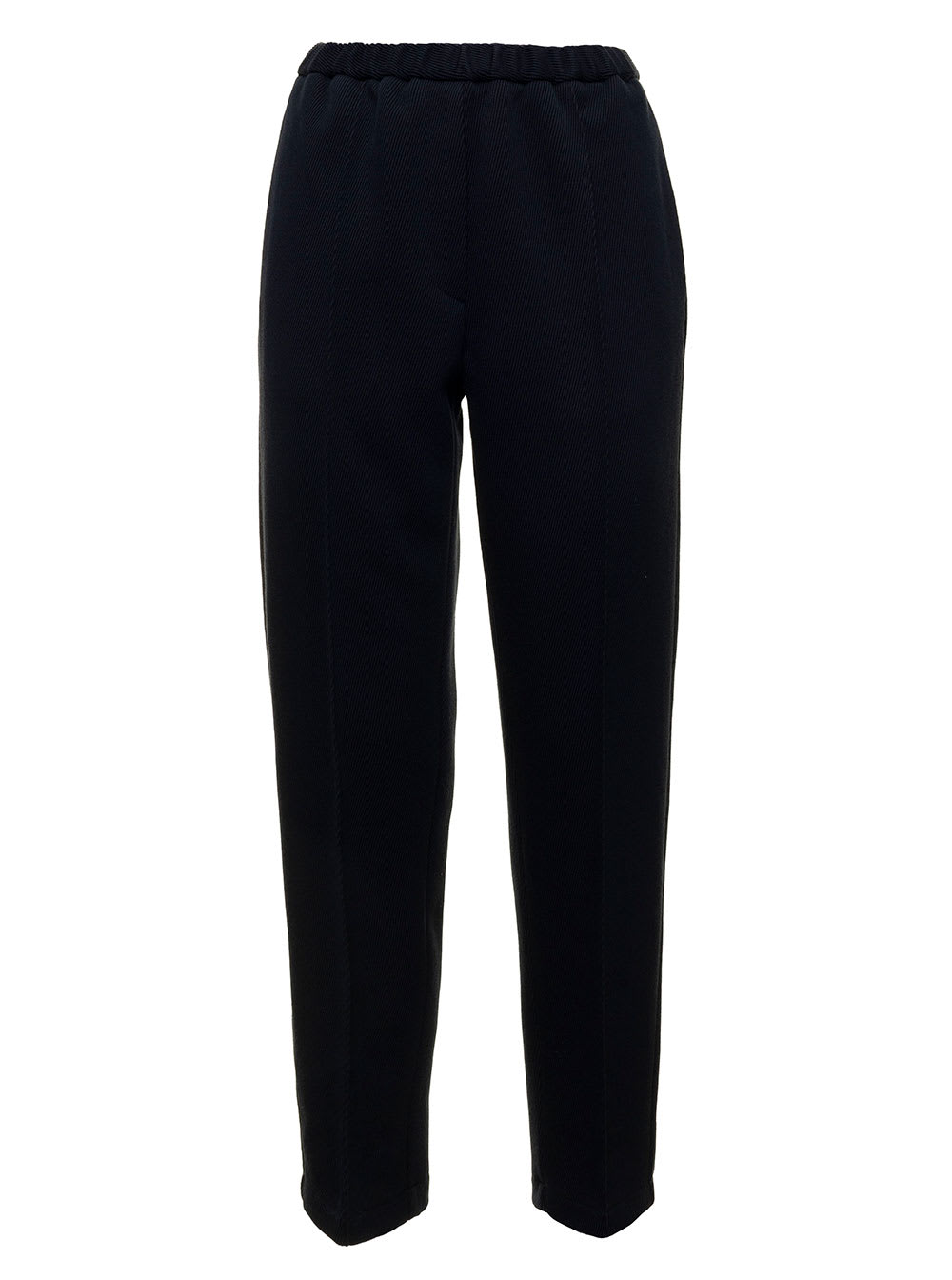 Forte Forte Forte-forte Womans Black Cotton And Wool Ribbed Trousers