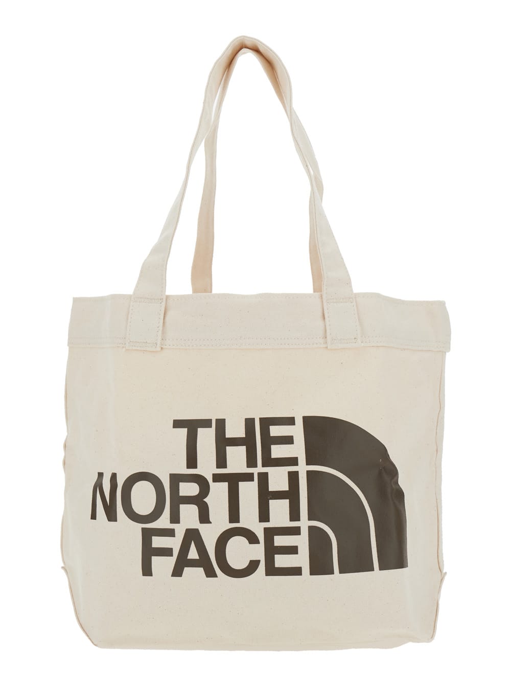 White Tote Bag With Maxi Logo Print On The Front In Cotton Man
