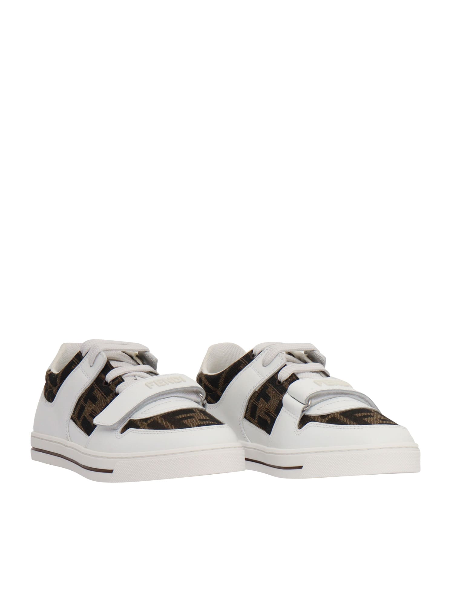 Fendi Ff-motif Sneakers In White