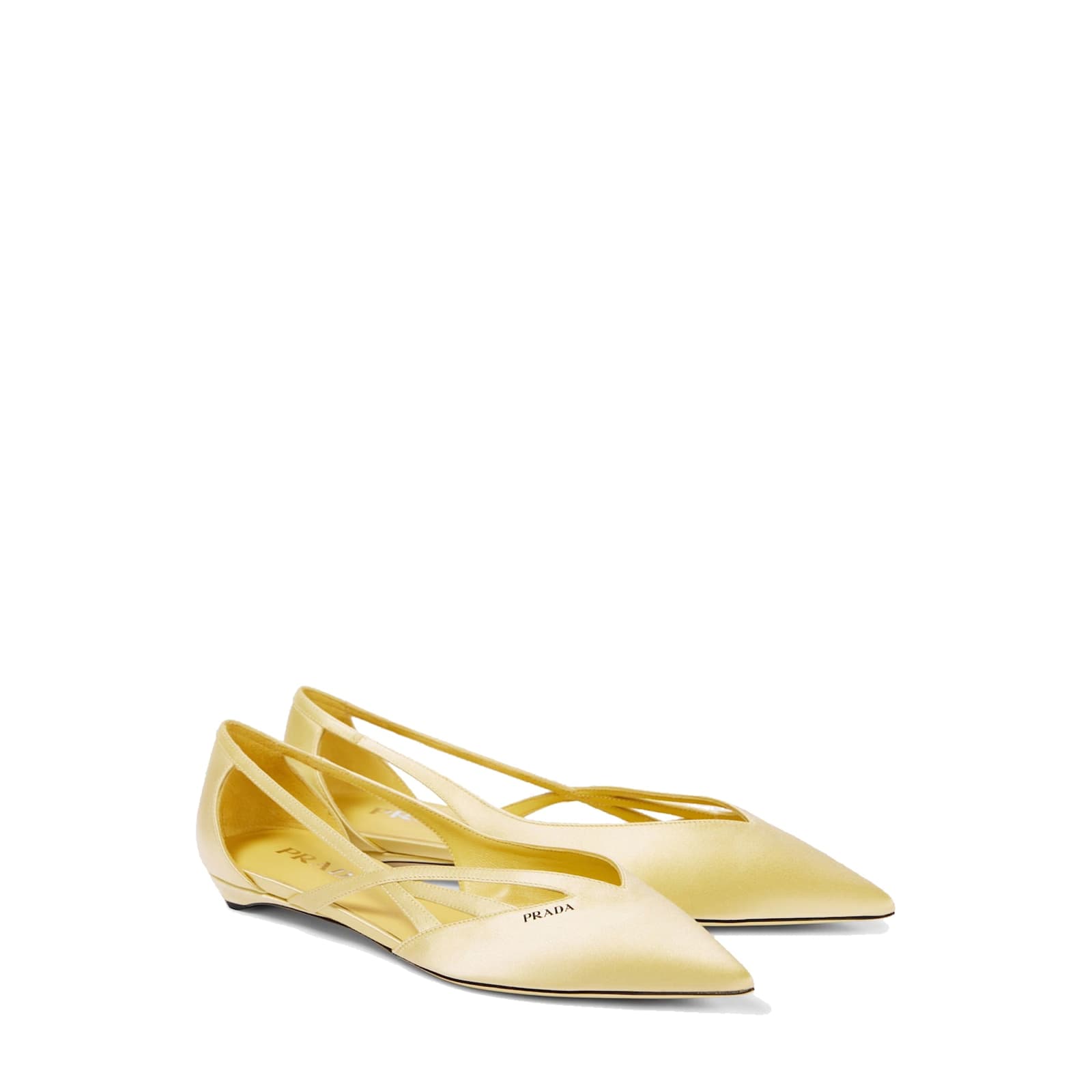 Prada Satin Ballerina Flats In Yellow