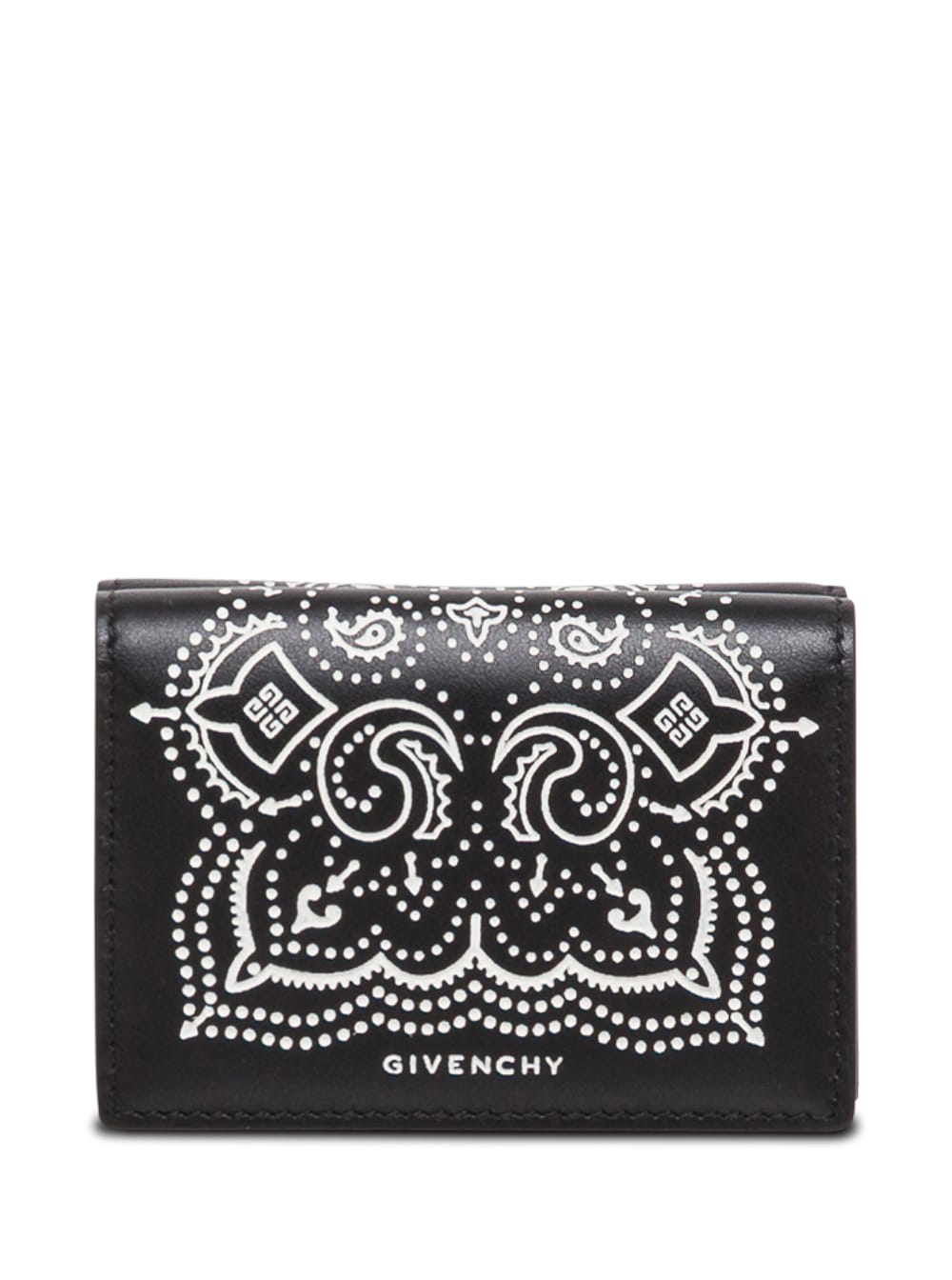 Givenchy Black And White Leather Wallet With Bandana Print