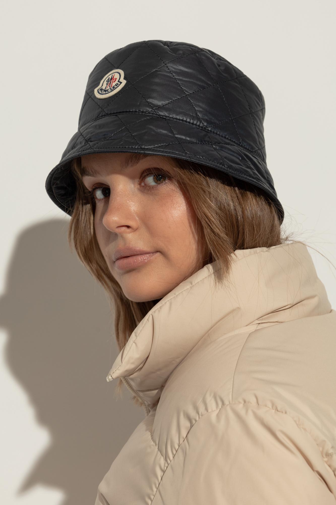 Moncler Diamond Quilted Nylon Bucket Hat In Blue