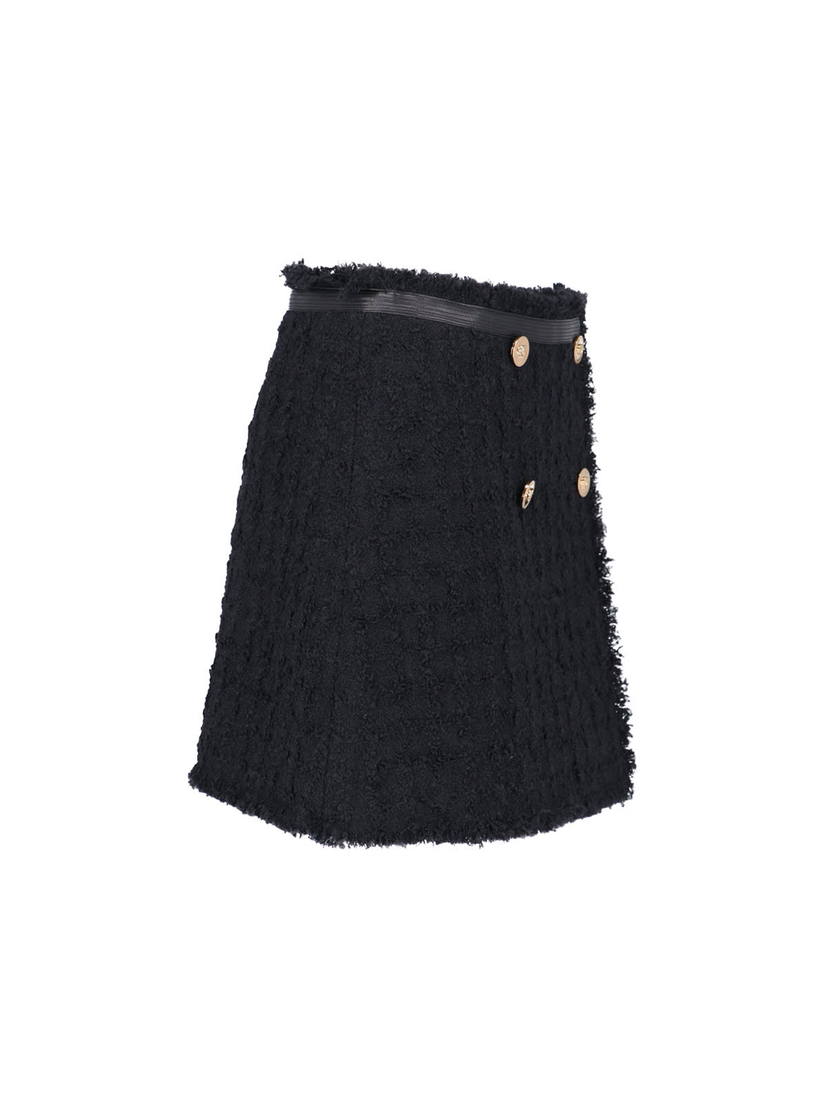 Shop Versace Tweed Bouclè Mini Skirt In Black