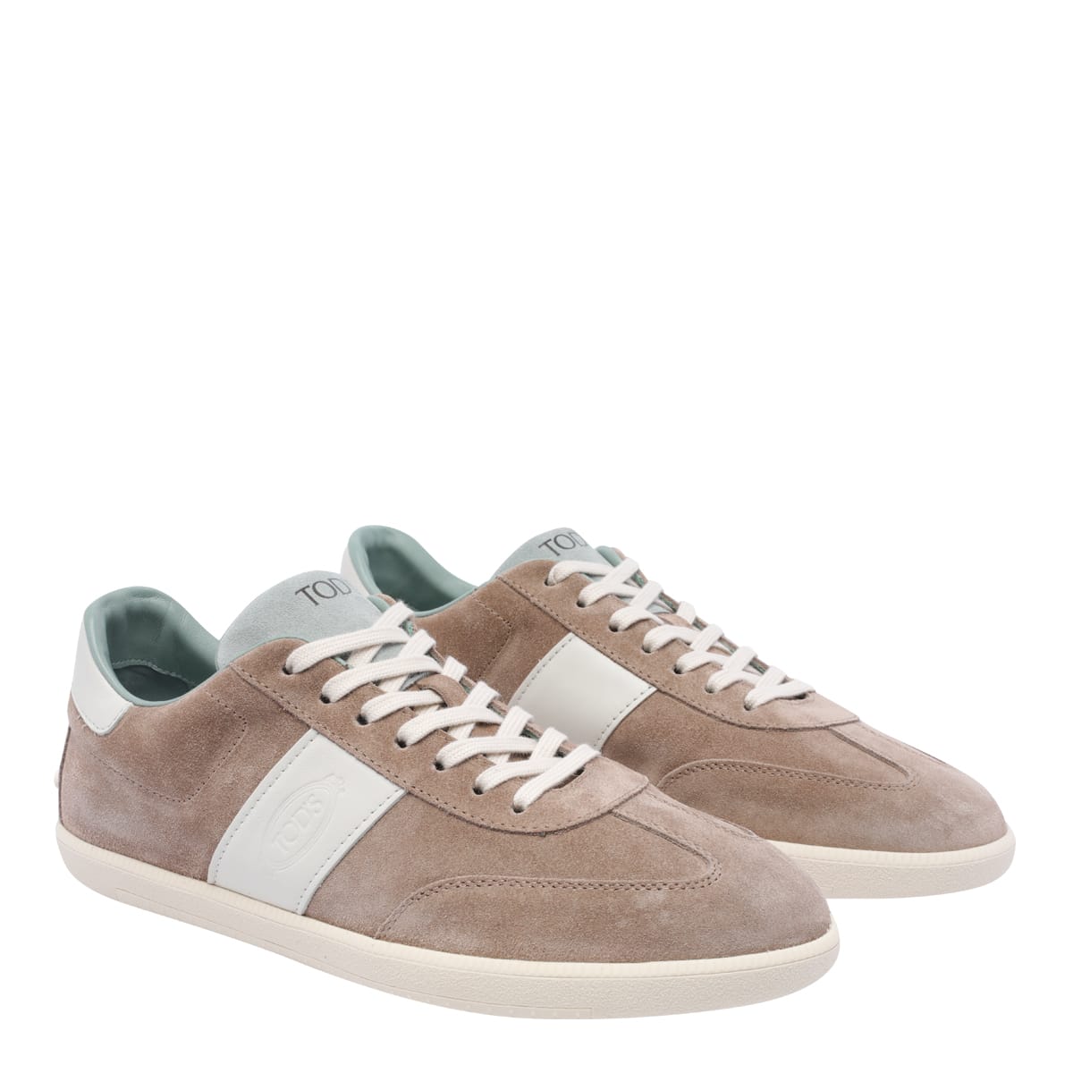 Shop Tod's Tabs Sneakers In Beige