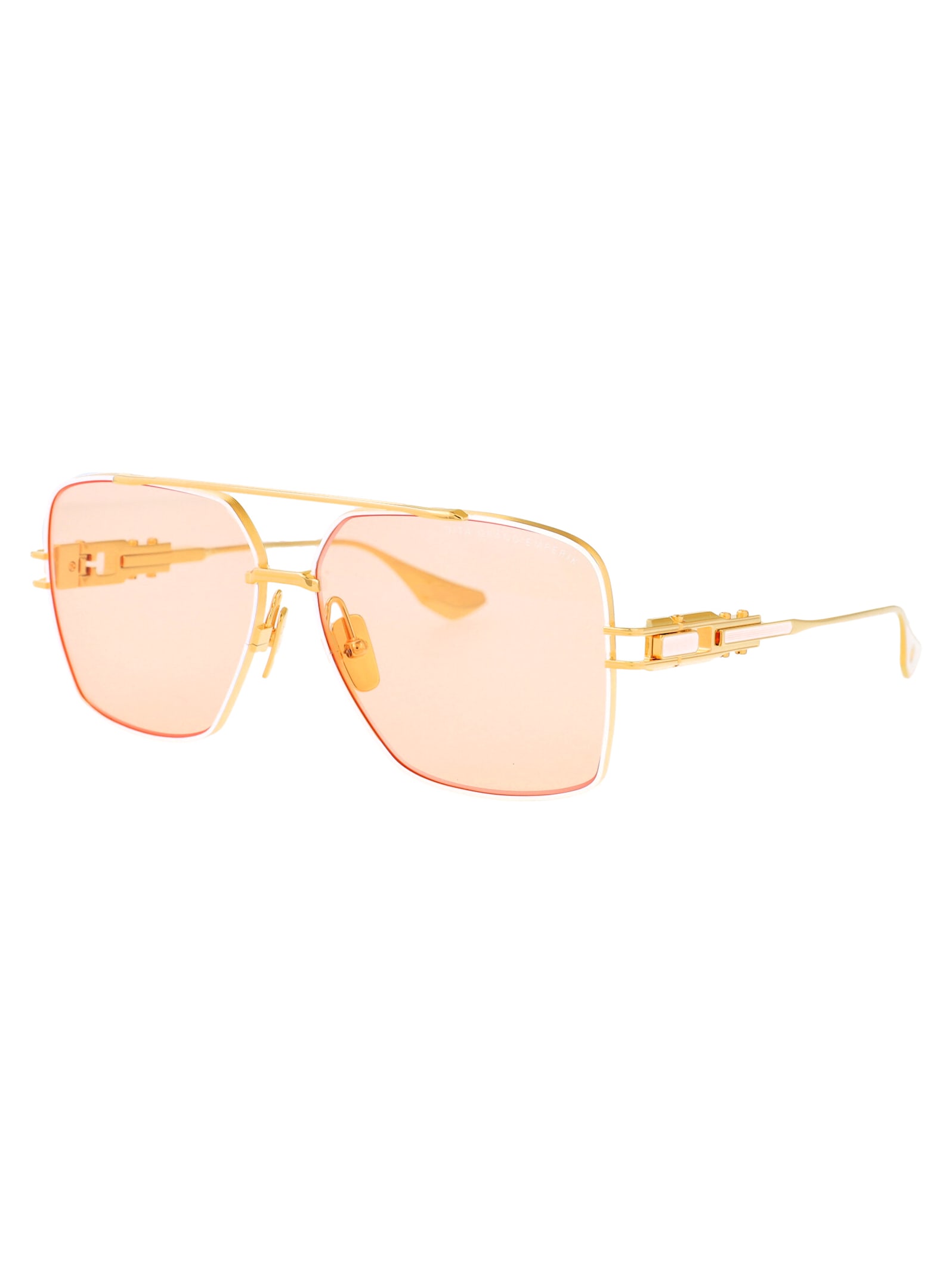 Dita Grand-emperik Sunglasses In Matte White - Yellow Gold W/ Apricot