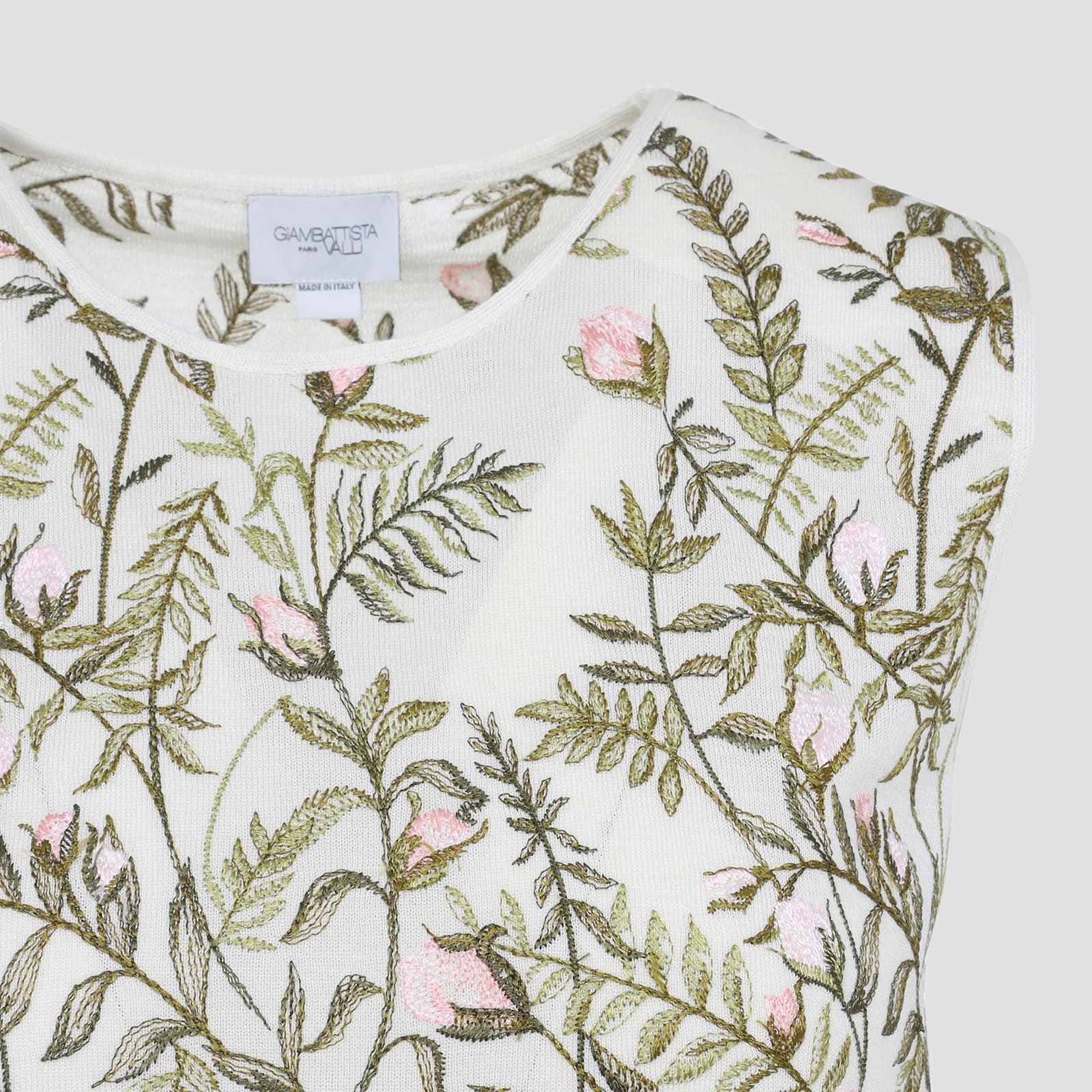 Giambattista Valli Floral-embroidered Cashmere And Silk Top In Multi
