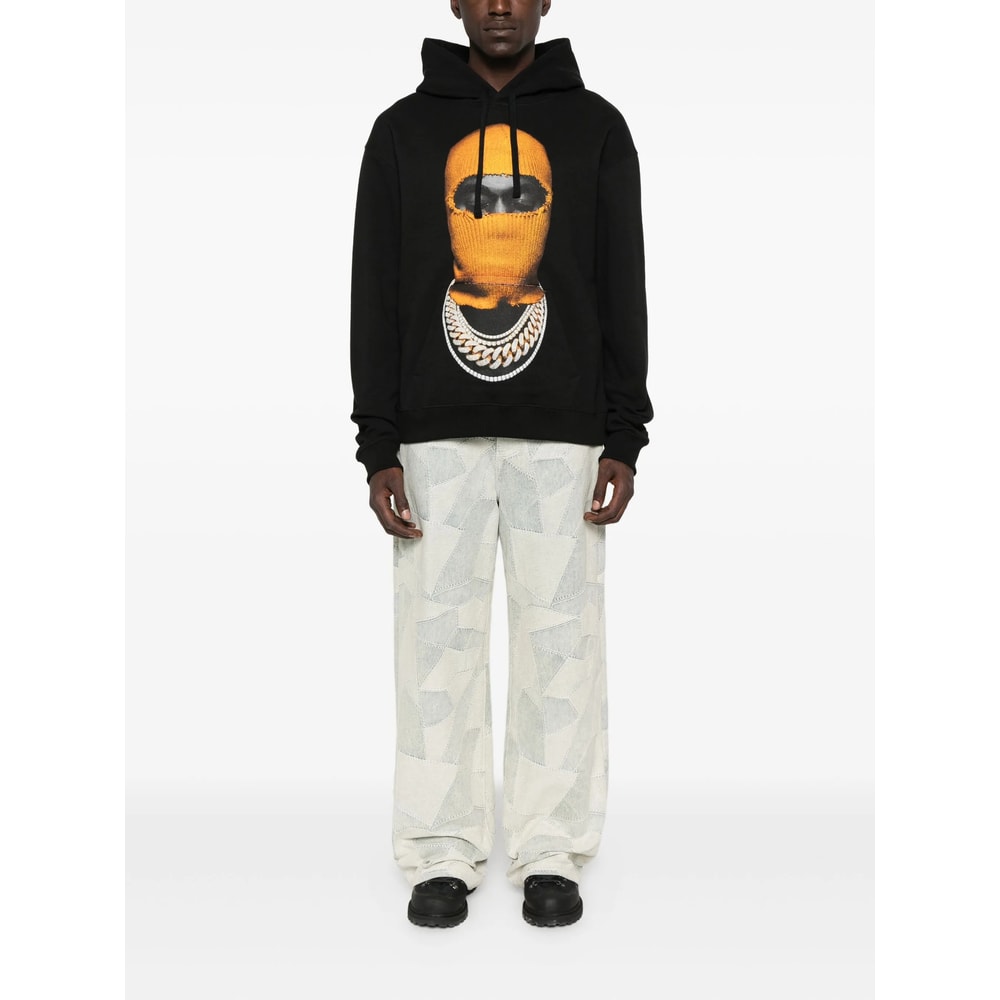 Ih Nom Uh Nit Hooded Cotton Sweatshirt Featuring Graphic Print In Black