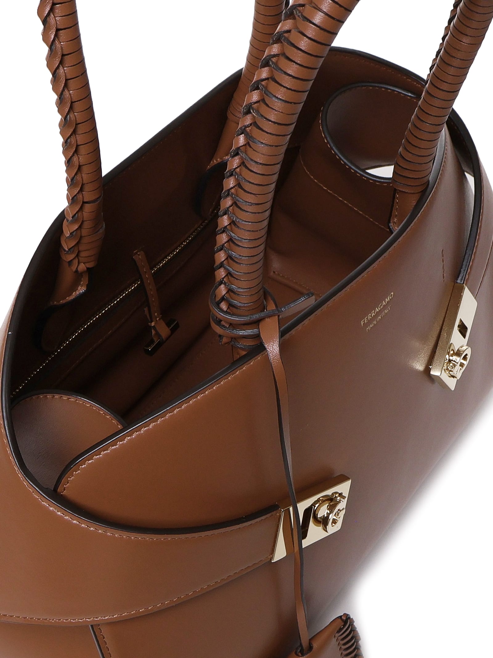 Shop Ferragamo Hug Handbag (s) In Brown