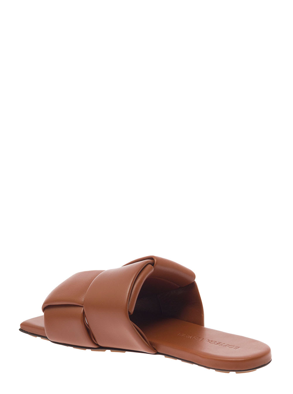 Shop Bottega Veneta Brown Flat Mules With Padded Intreccio Band In Leather Woman