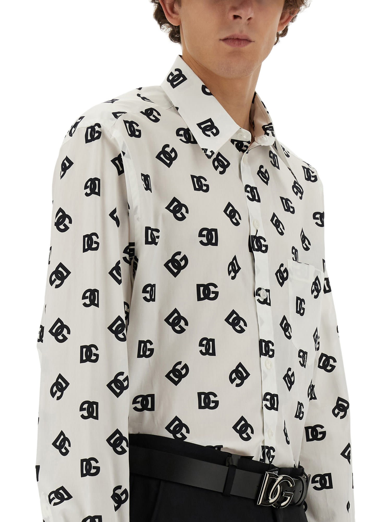 Shop Dolce & Gabbana Dg Logo Shirt All Over In White