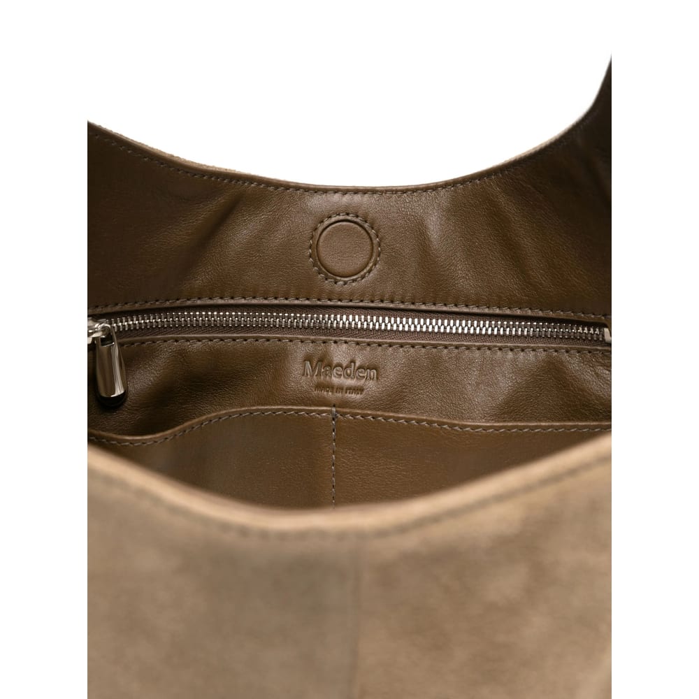 Maeden Market Tote Suede Leather Beige In Brown