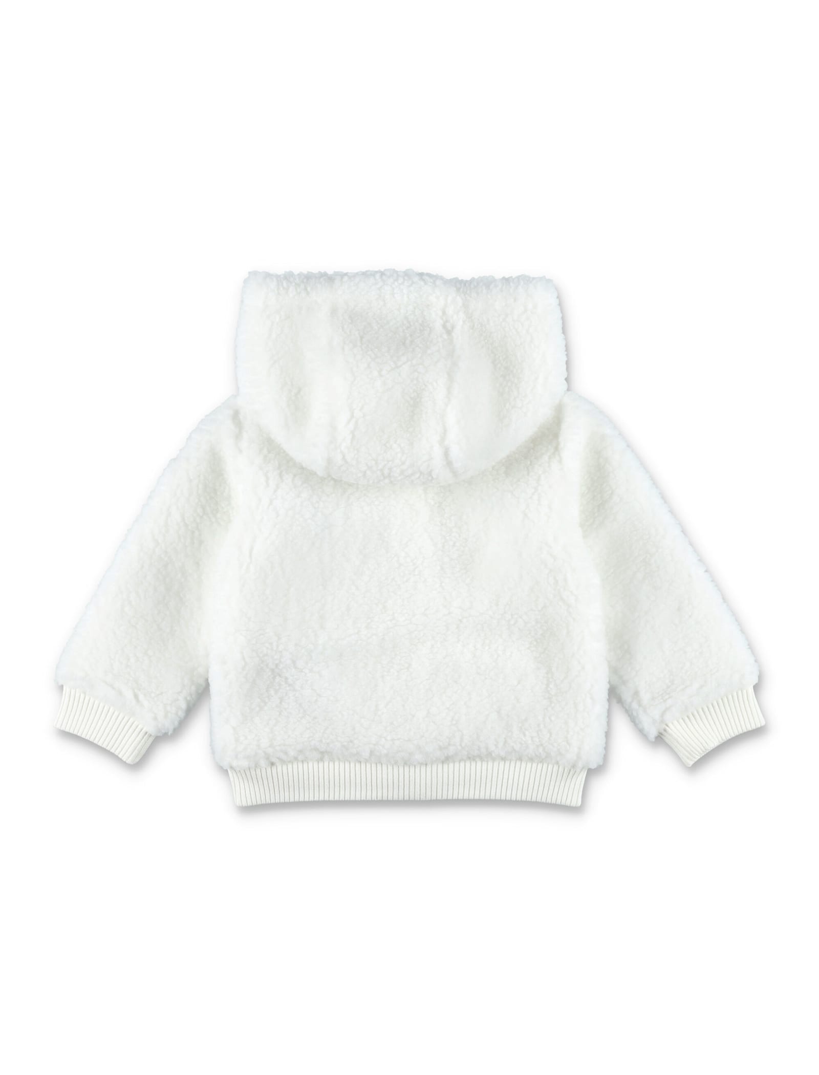 Moncler Kid - Teddy Zip-up Hoodie In White