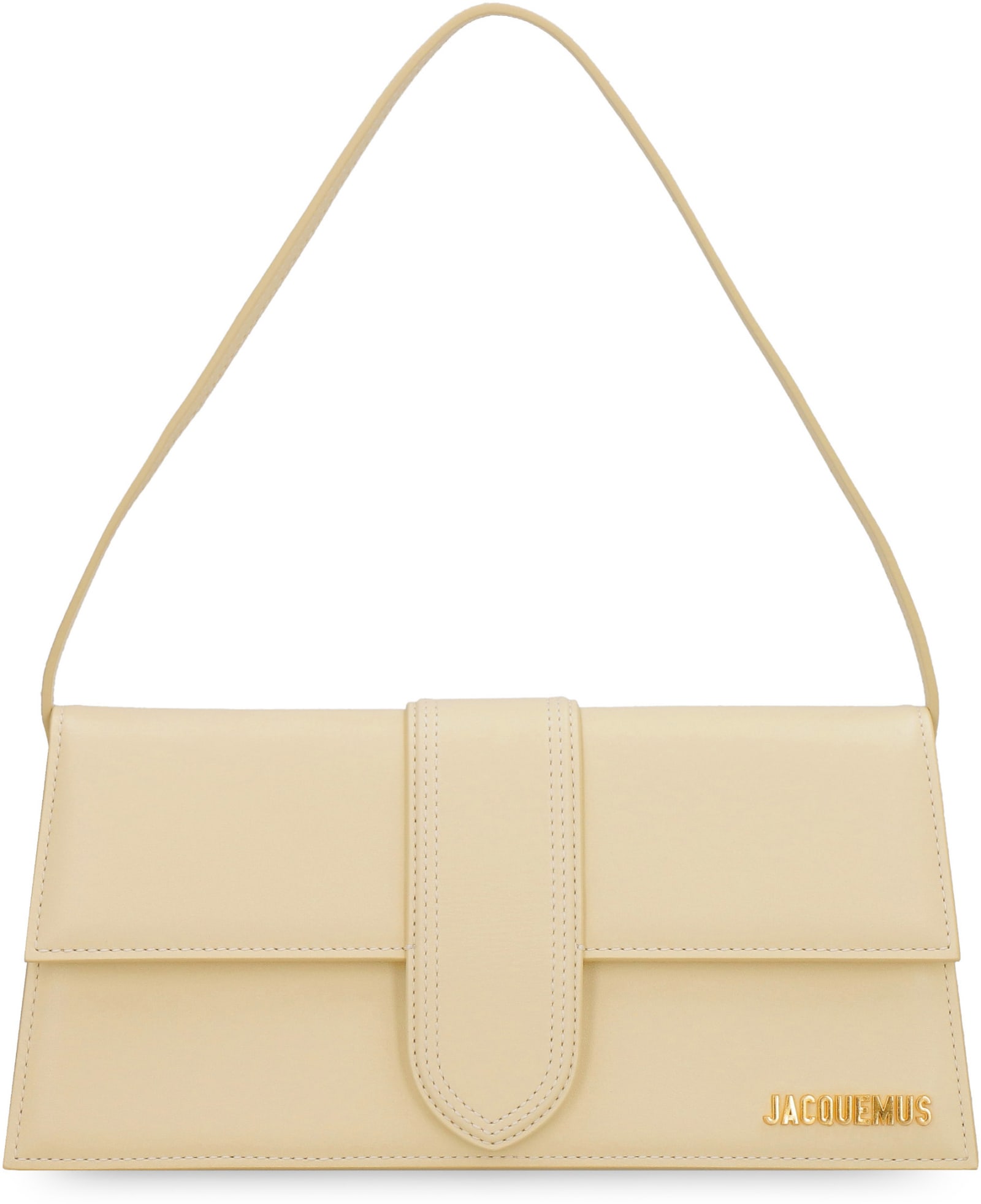 Shop Jacquemus Le Bambino Long Leather Shoulder Bag In Ivory
