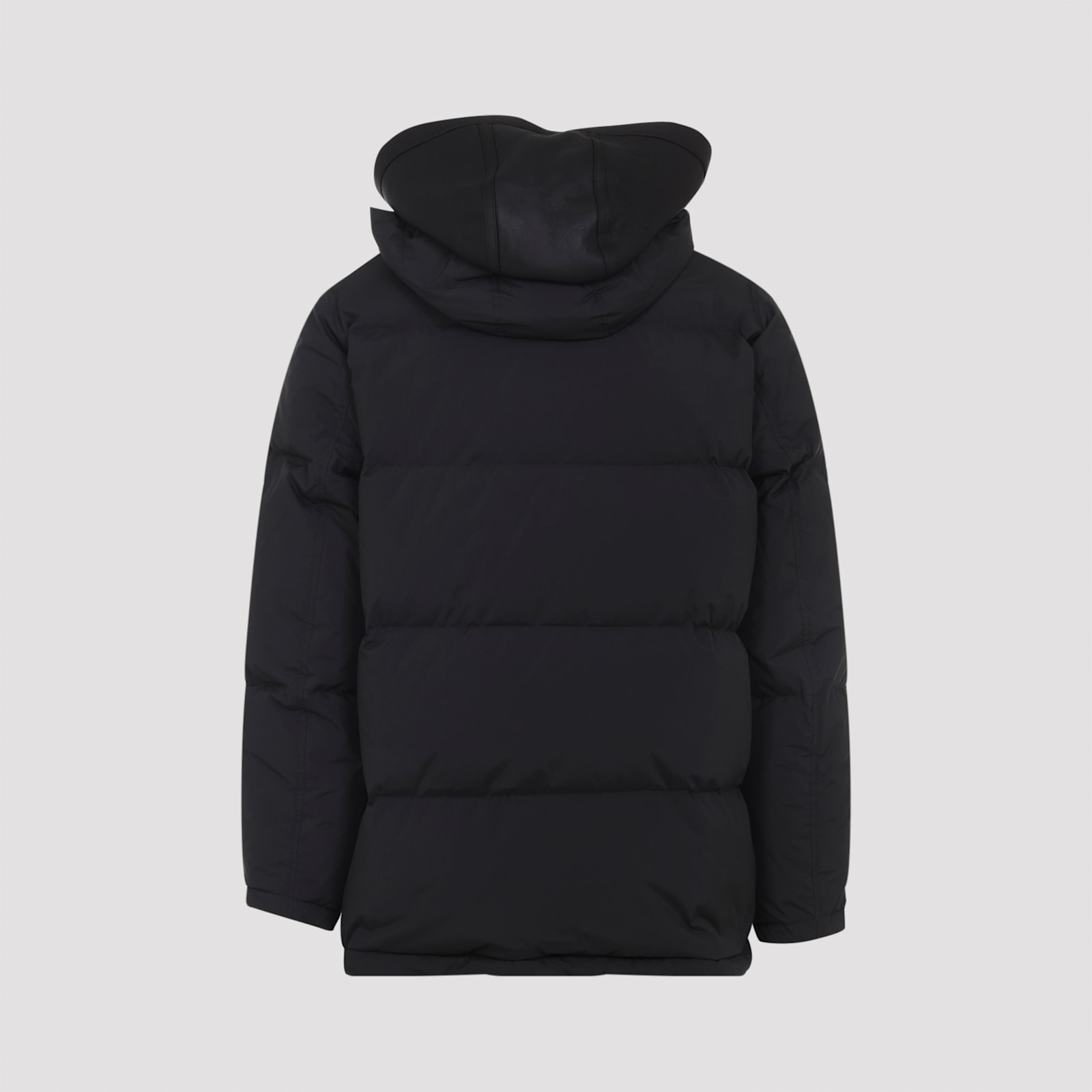 Yves Salomon Padded Black Down Jacket With High Collar And Concealed Zip In Black