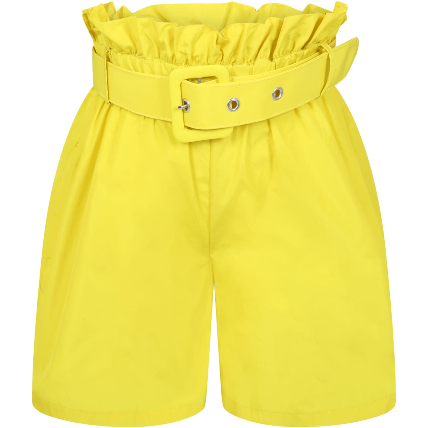 MSGM Yellow Short For Girl With Logo