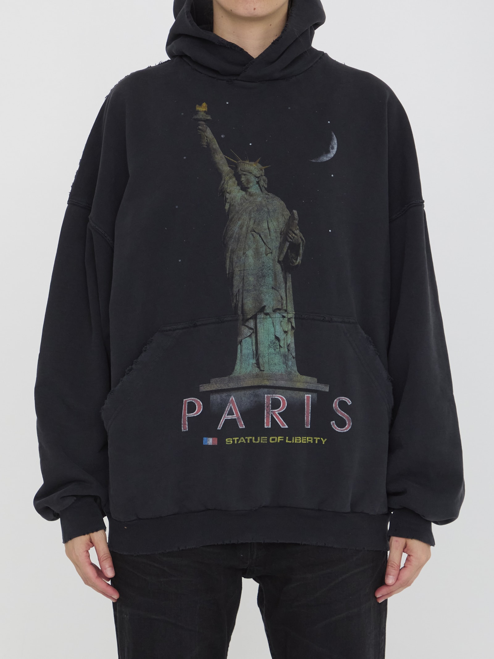 Shop Balenciaga Paris Liberty Hoodie In Black