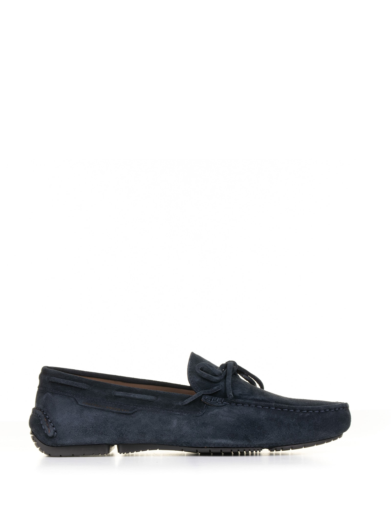 Shop Fratelli Rossetti One Moccasin In Navy Blue Suede In Marine