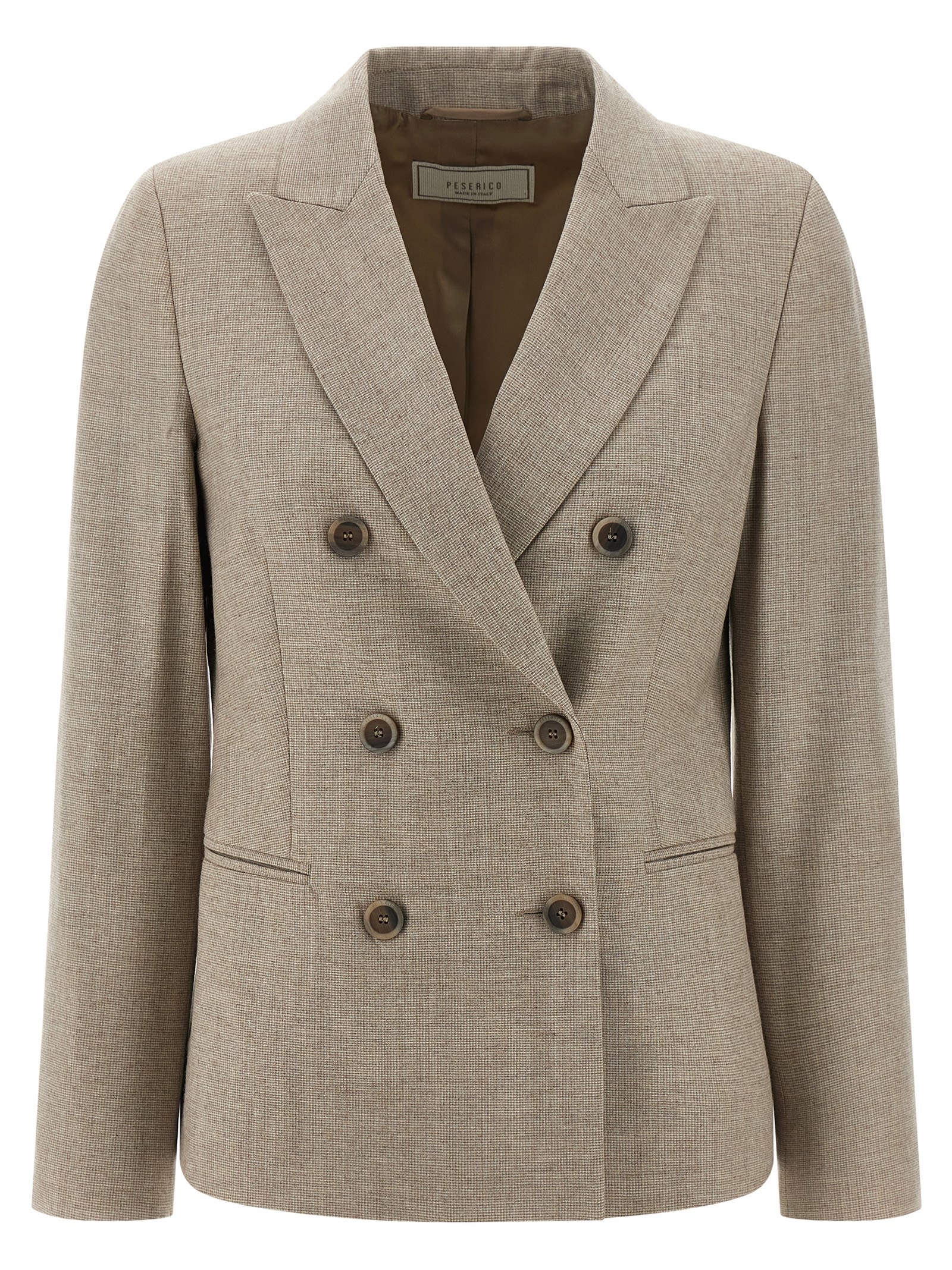 Peserico Double-breasted Blazer In Gray