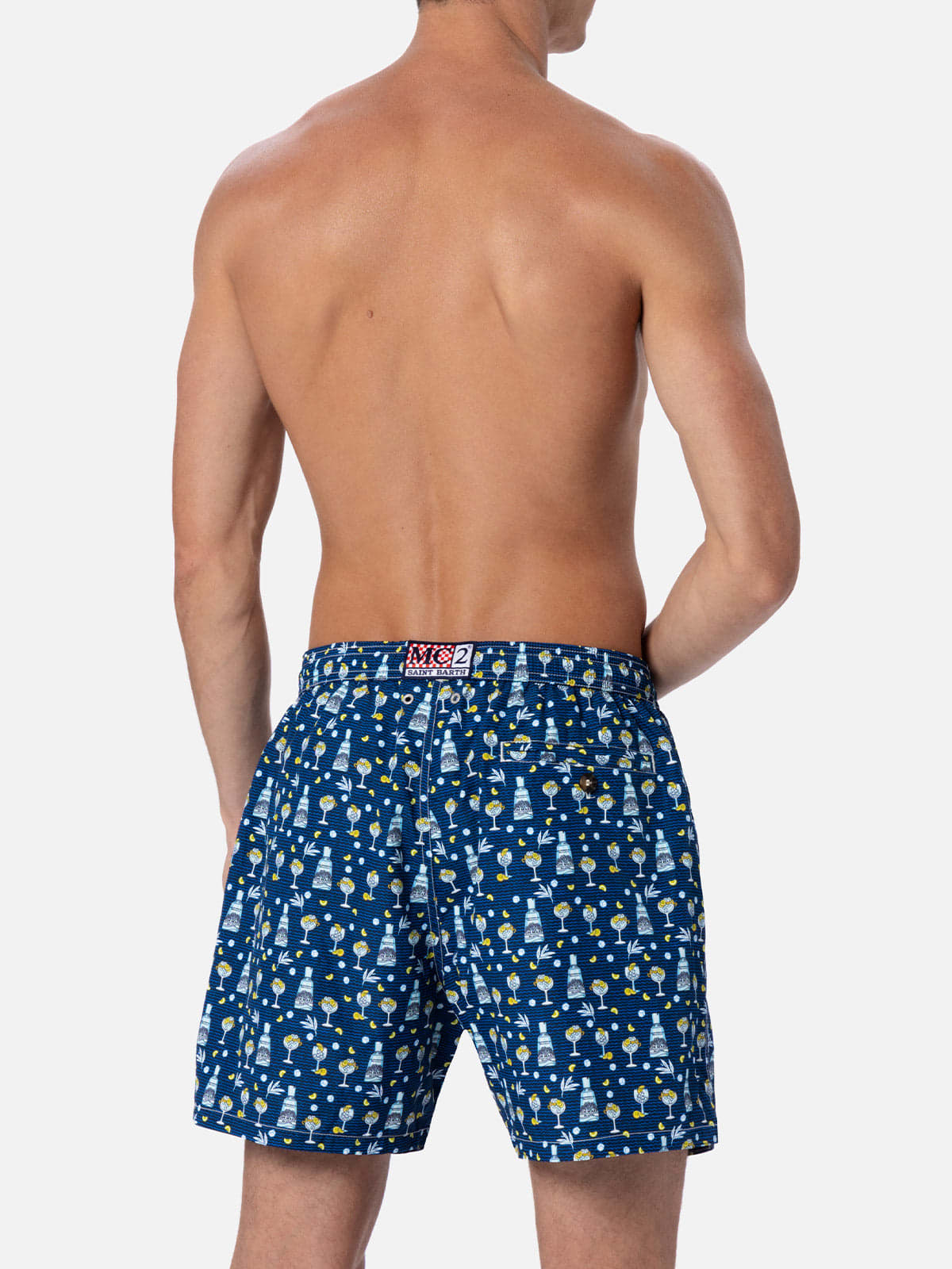 MC2 SAINT BARTH MAN LIGHTWEIGHT FABRIC SWIM-SHORTS LIGHTING MICRO FANTASY WITH GIN MARE PRINT GIN MARE SPECIAL EDITI