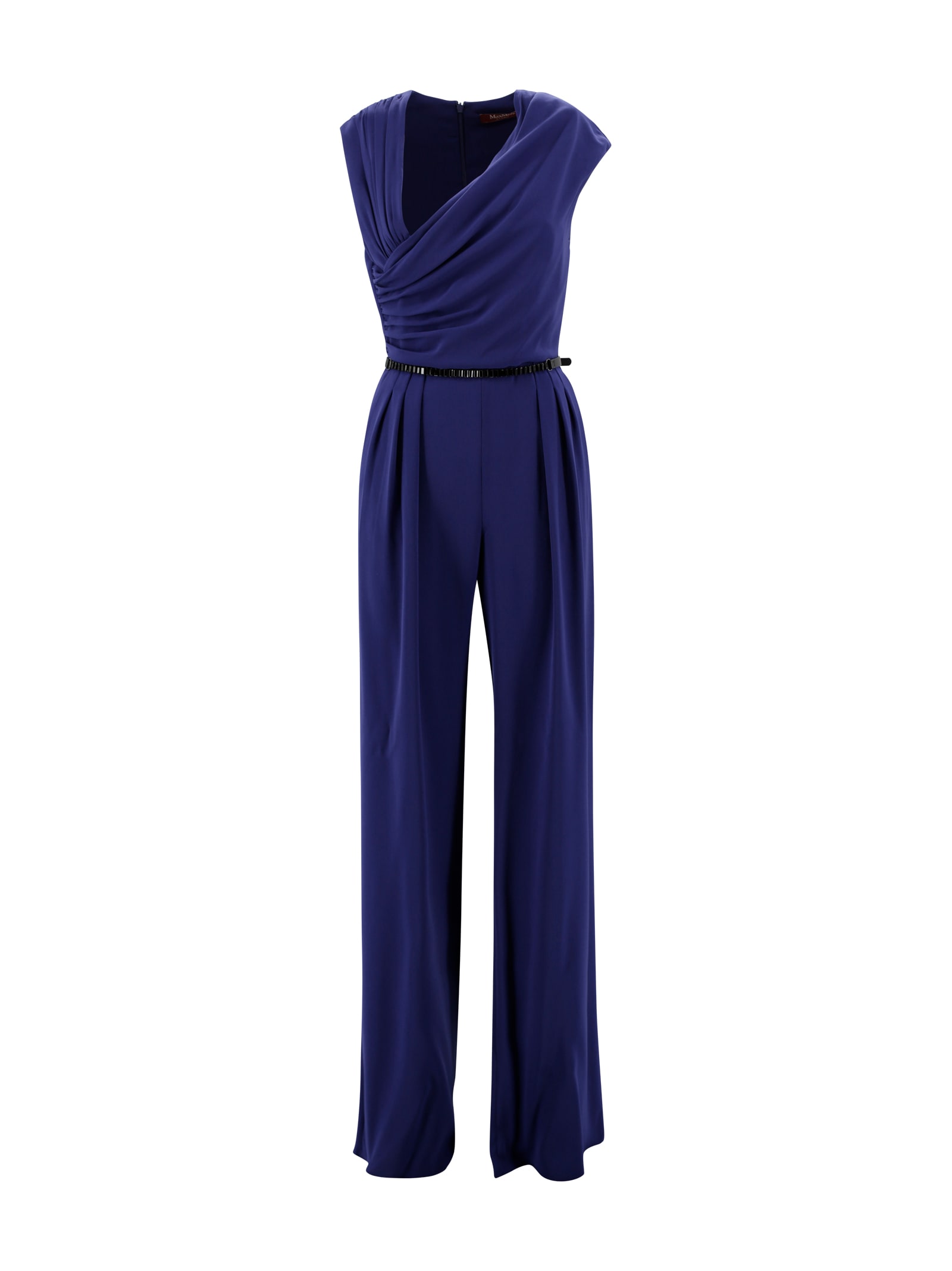Max Mara Draped Jumpsuit In Cady In Blue