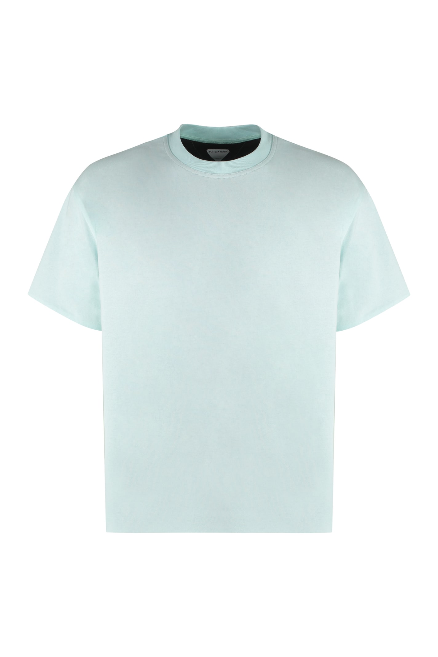 Bottega Veneta Cotton Crew-neck T-shirt In Pale Turquoise/navy