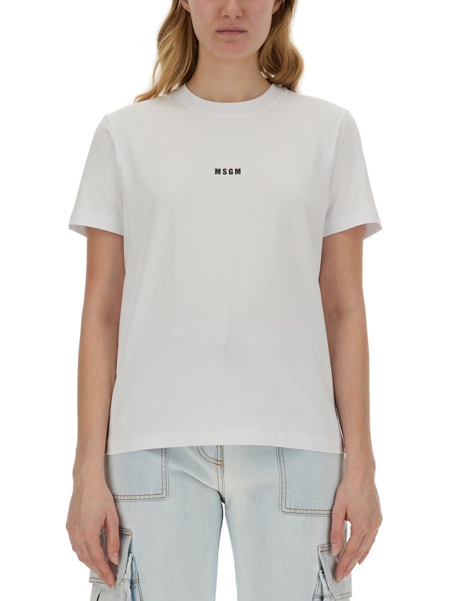 Msgm Micro Logo T-shirt In White