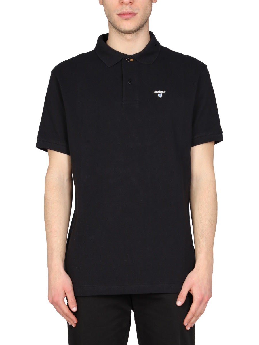 Barbour Embroidered Cotton Polo In Black