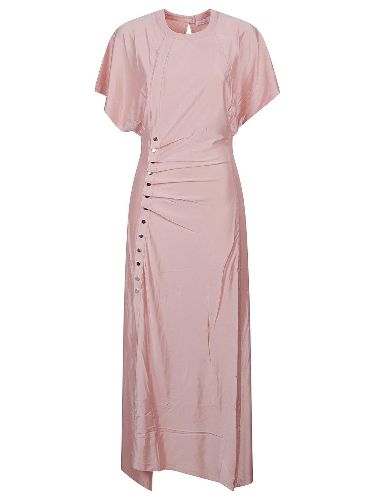 Rabanne Women's Jersey Flutter-sleeve Asymmetric Drape Midi Dress