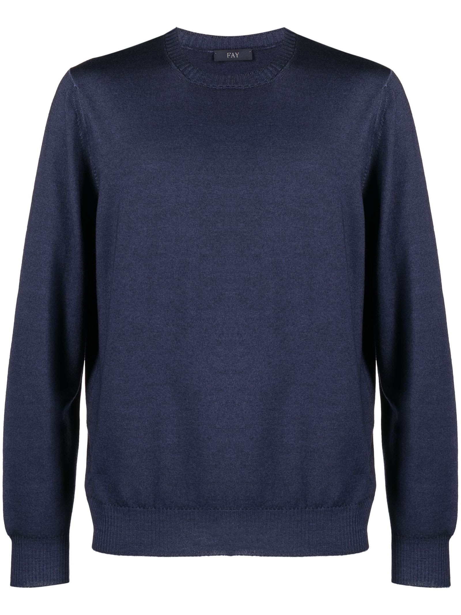 Shop Fay Navy Blue Virgin Wool Jumper