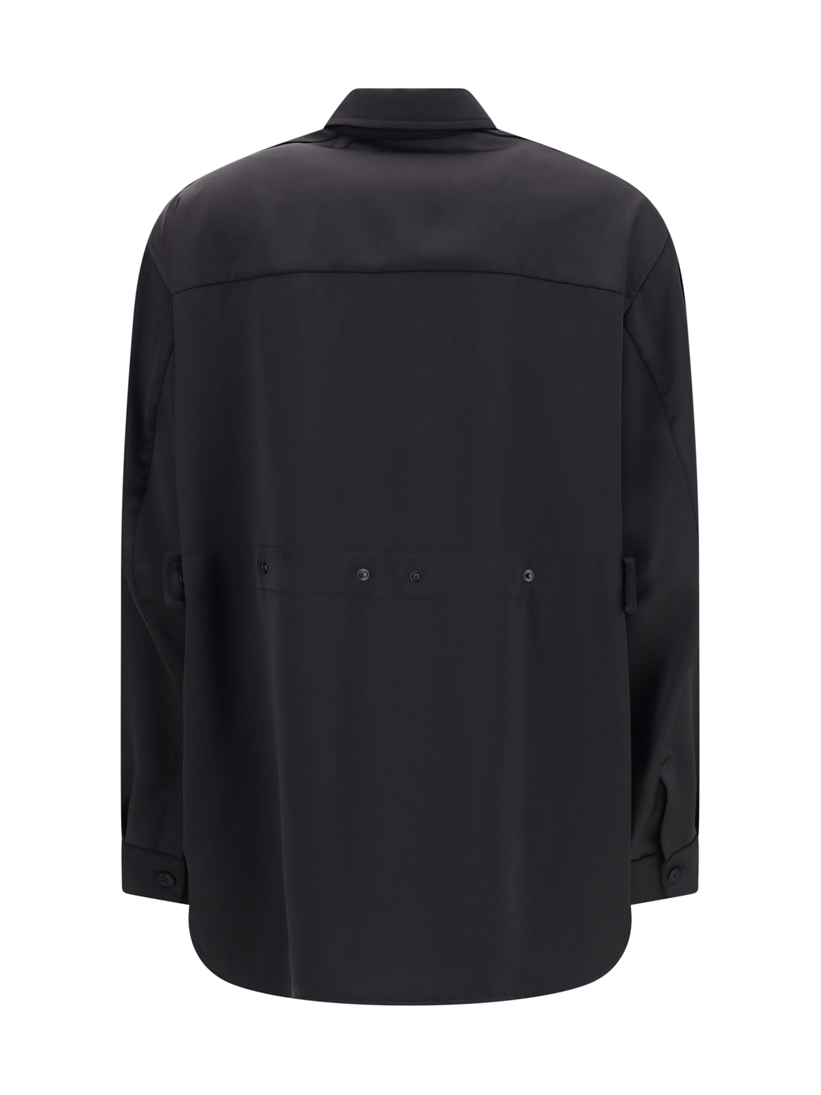 Moncler Genius Shirt In Technical Polyester Satin Moncler X Ee72 Collection By Edward Enninful In Black