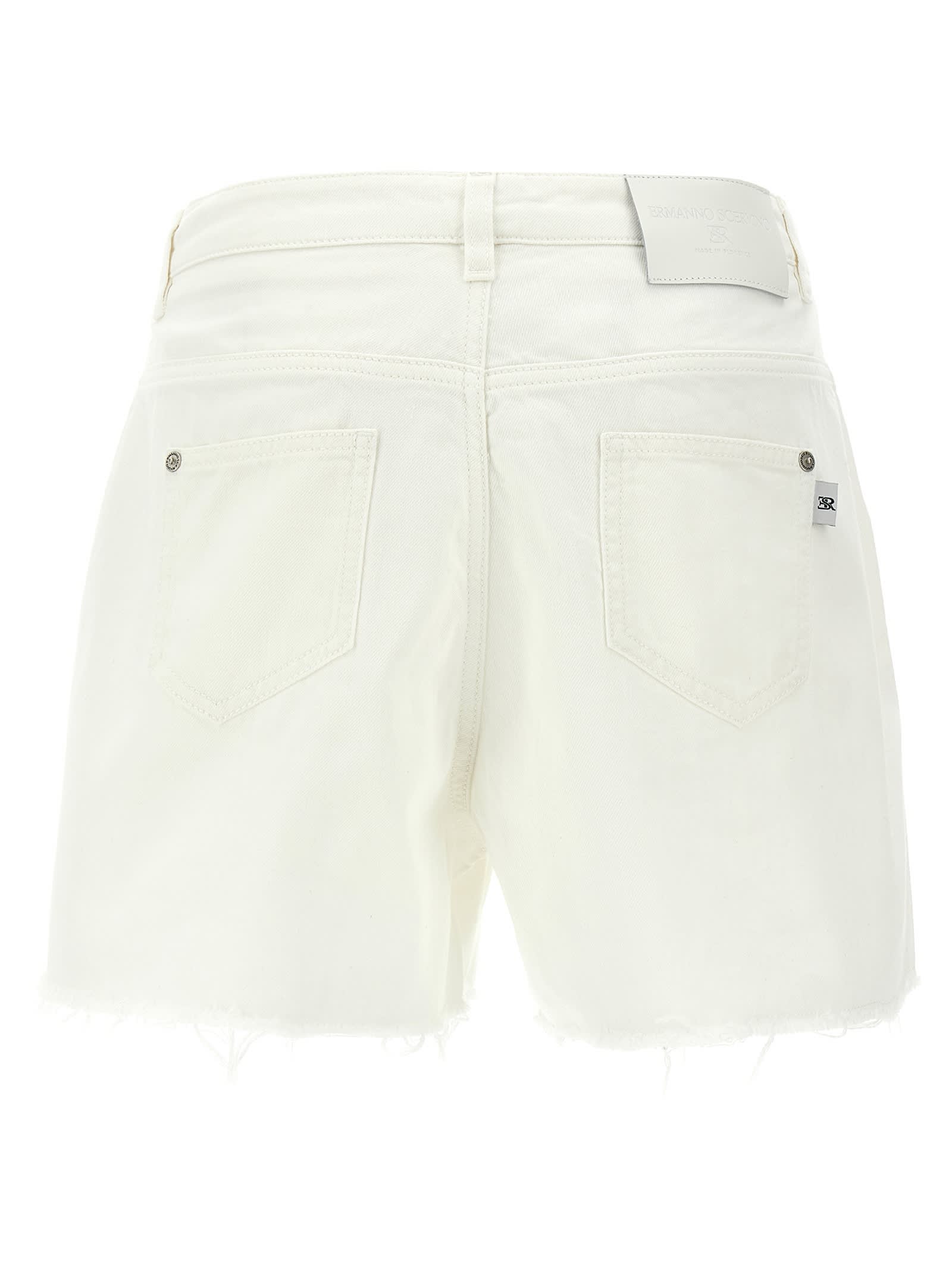 Ermanno Scervino Bermuda Shorts Frayed Hem Detail In White