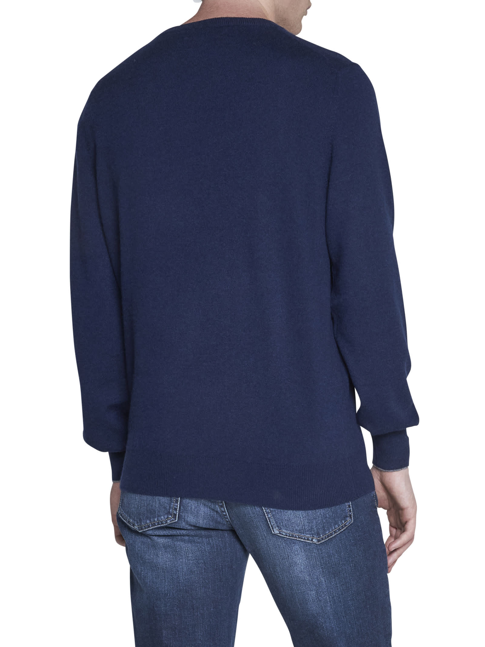 Brunello Cucinelli Blue Wool Sweater In Marina