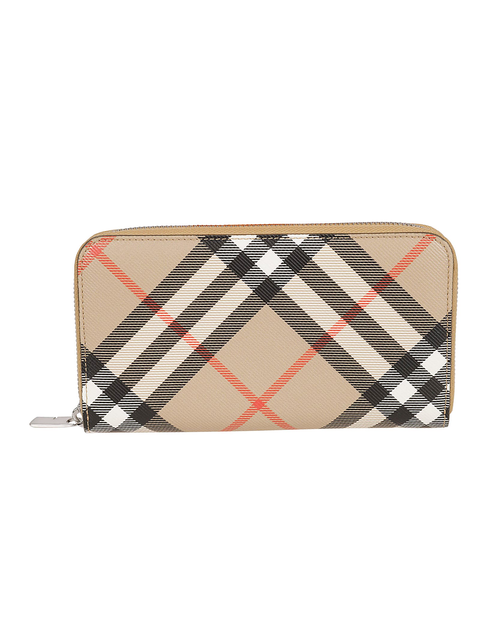 Shop Burberry Check Zip-around Wallet In Sand