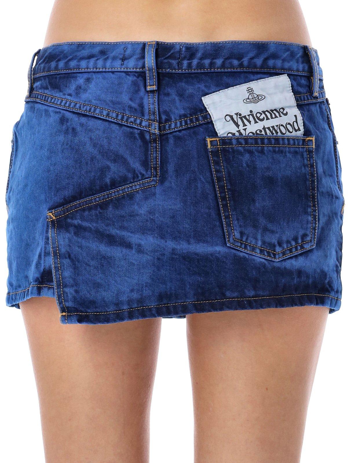 Shop Vivienne Westwood Foam Mini Denim Skirt In Blue