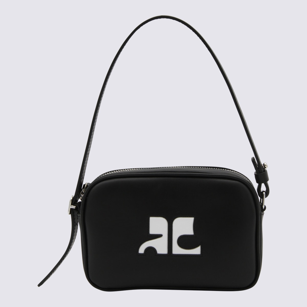 Shop Courrèges Black Calfskin Shoulder Bag
