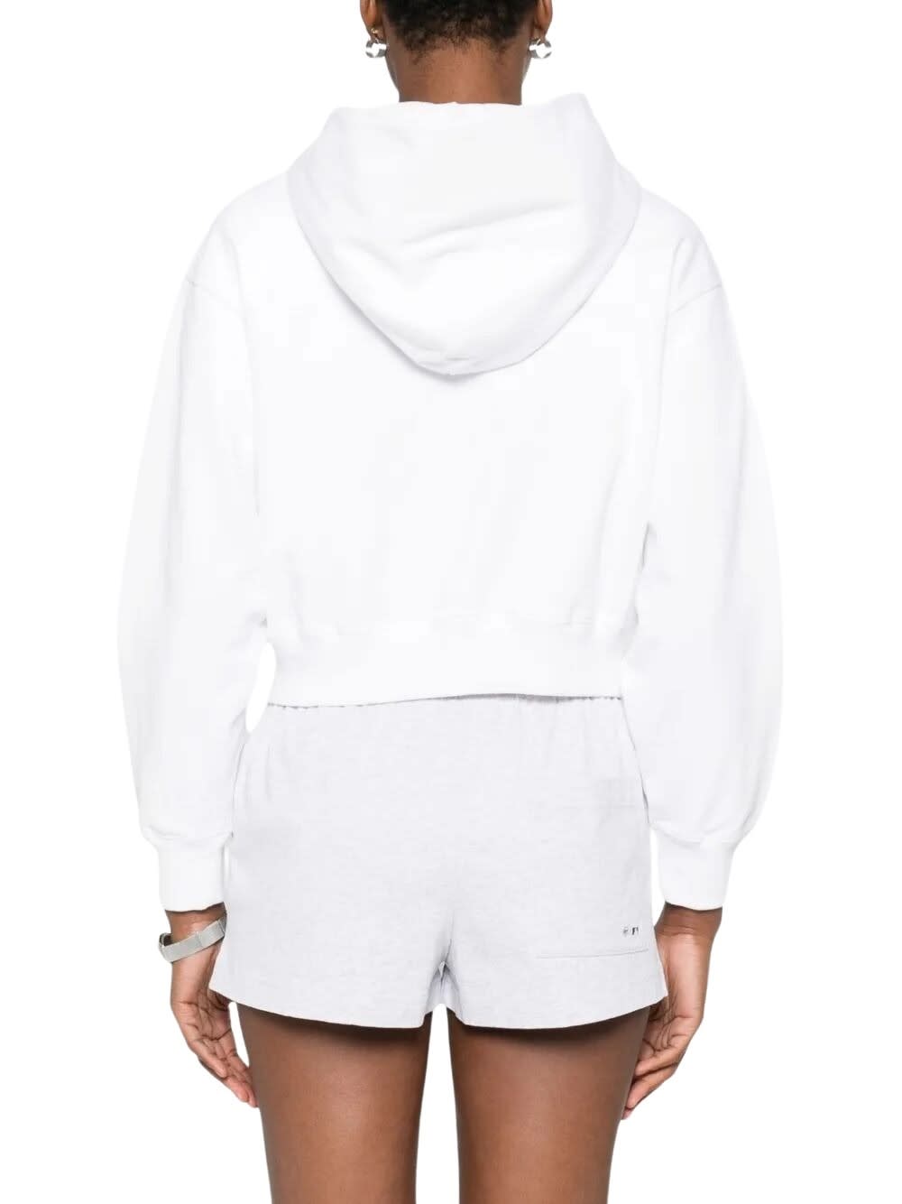 Sporty &amp; Rich Homerun Cropped Zip Hoodie In White