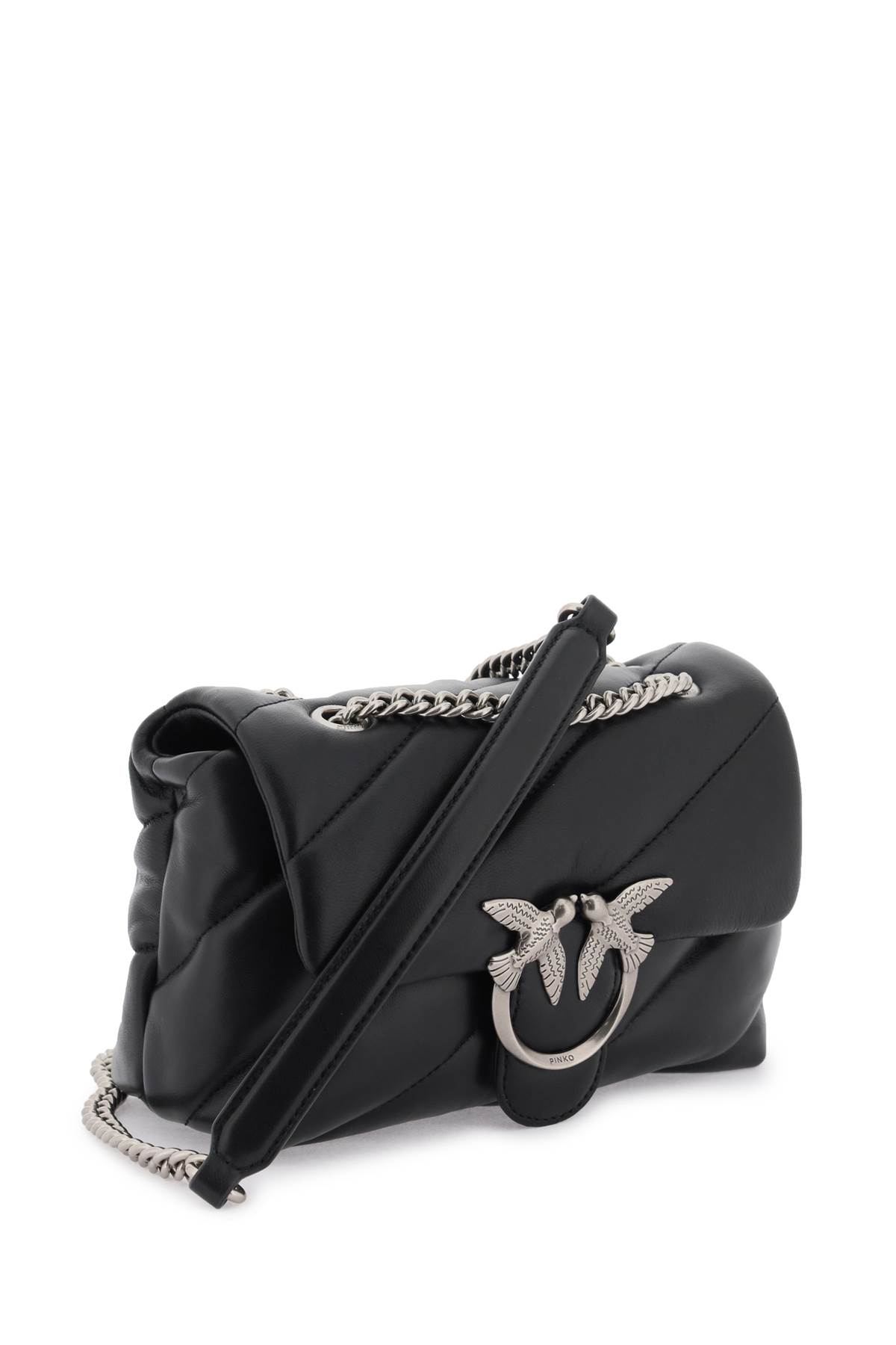 Pinko Love Mini Puff Shoulder Bag In Nero/old Silver