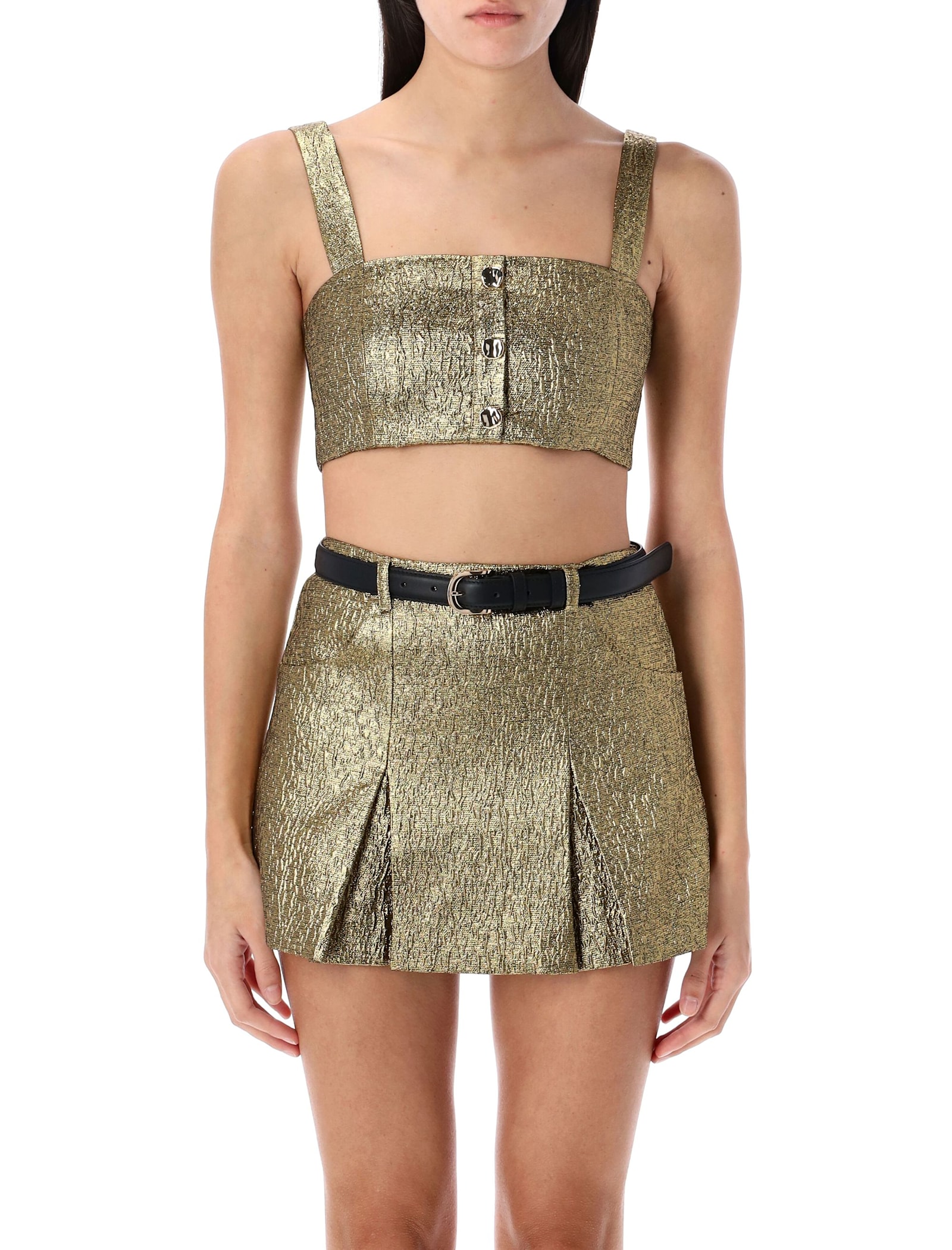 Metallic Jacquard Crop Top