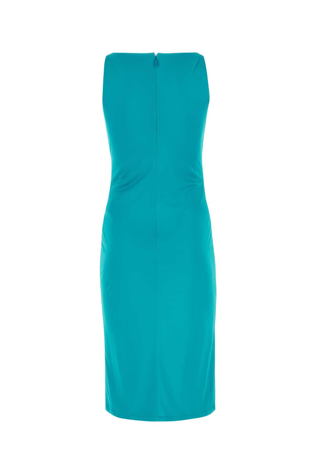 Shop Versace Teal Green Crepe Dress In Turchese