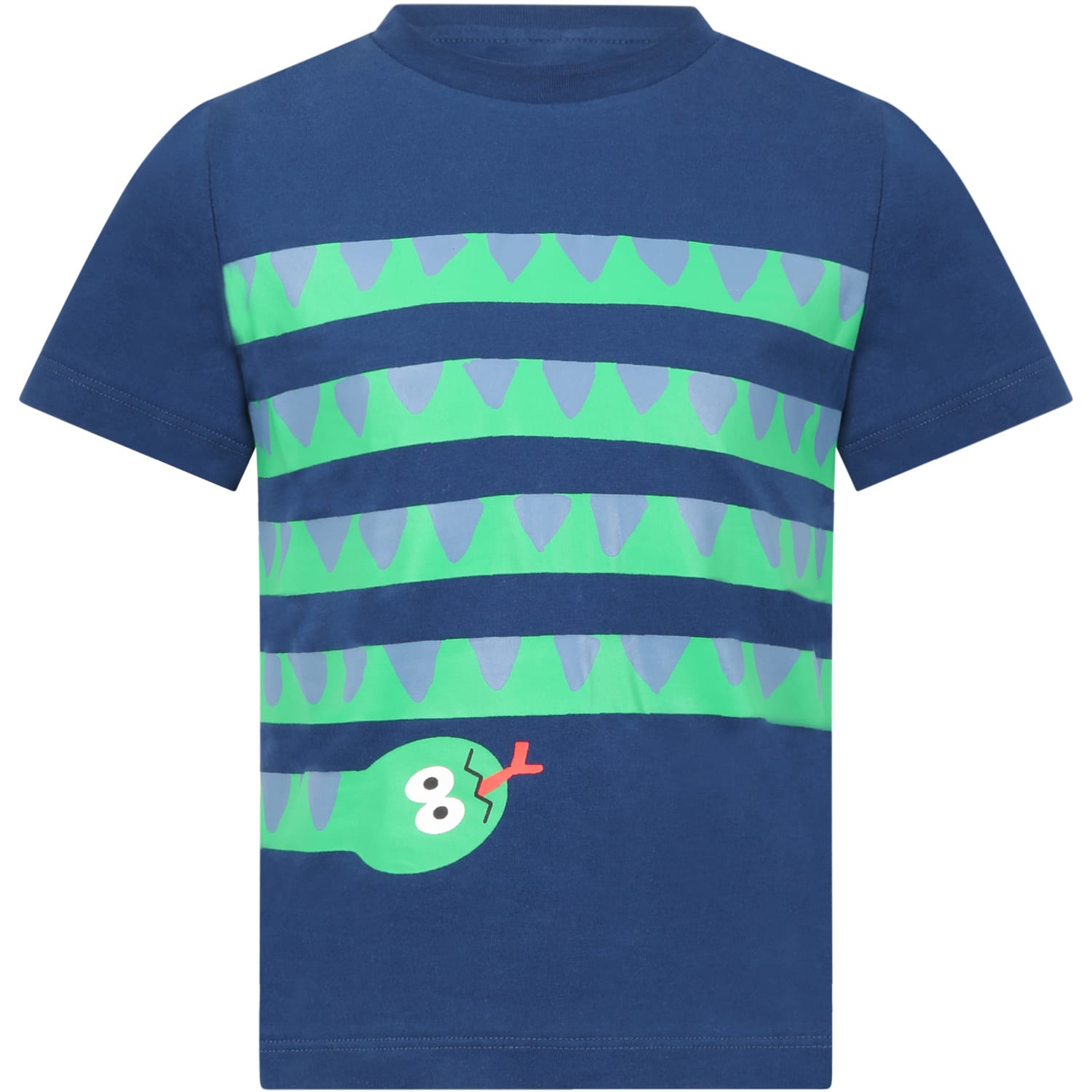 Stella McCartney Kids Blue T-shirt For Boy With Snake