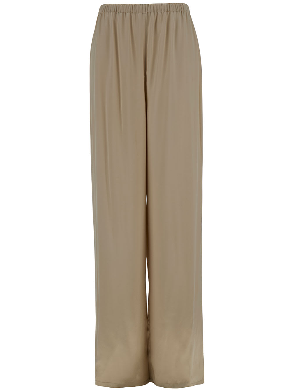 Beige Loose Pants With Elasticated Waist In Rayon Woman