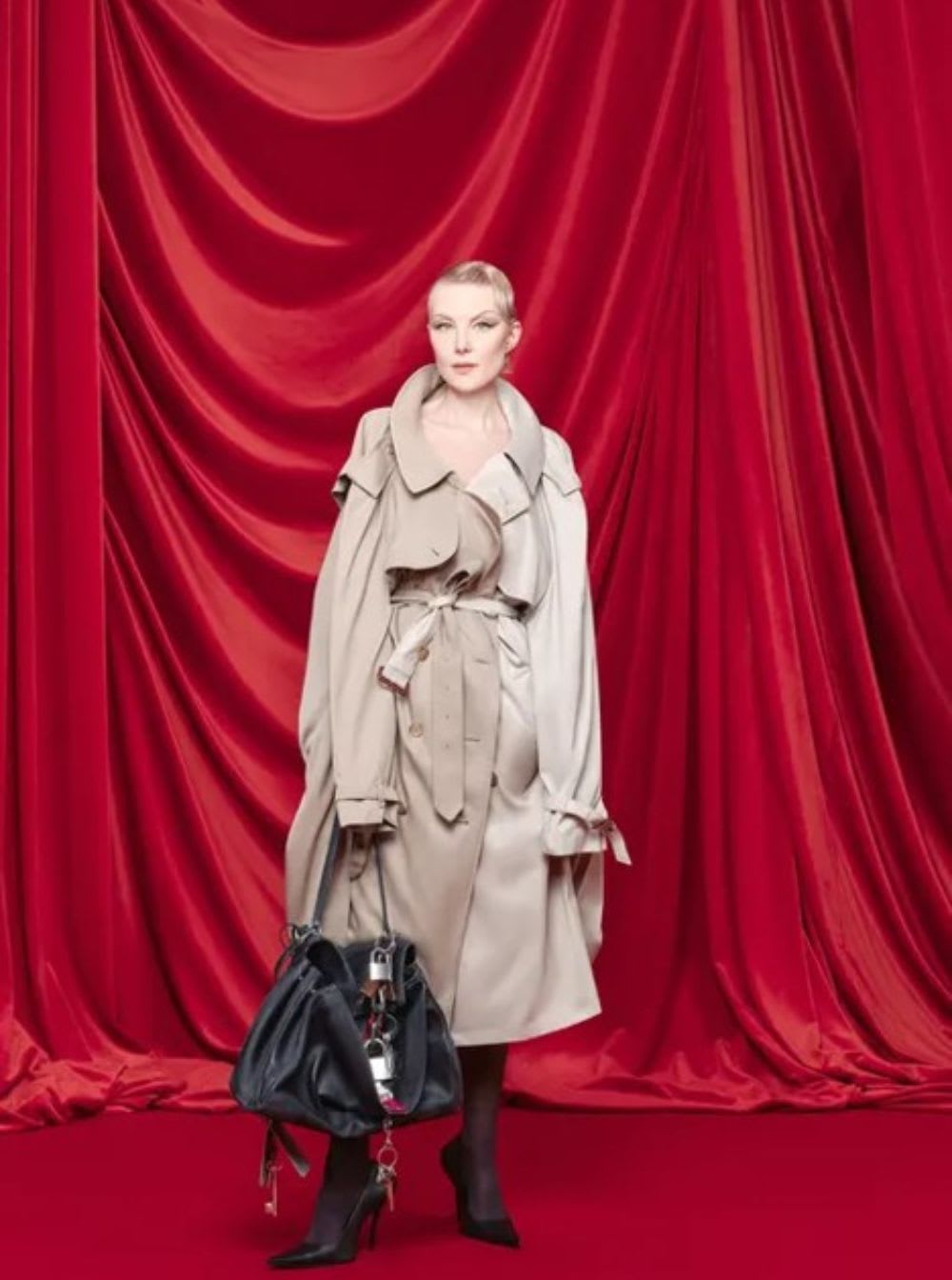 Balenciaga 'double Sleeve' Beige Trench Coat With Extra Pair Of Sleeves In Cotton Woman In Beige