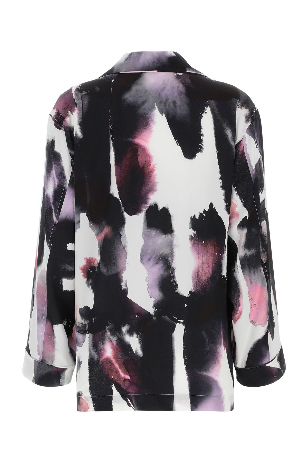 Alexander Mcqueen Silk T-shirt In White/black