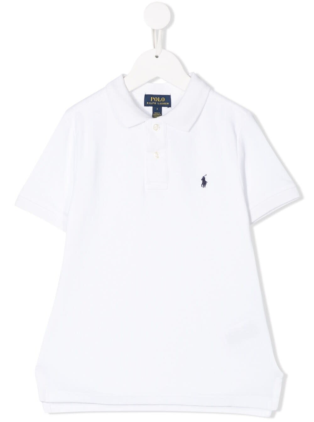 Shop Ralph Lauren White Short Sleeve Polo Shirt With Logo Embroidery In Cotton Boy