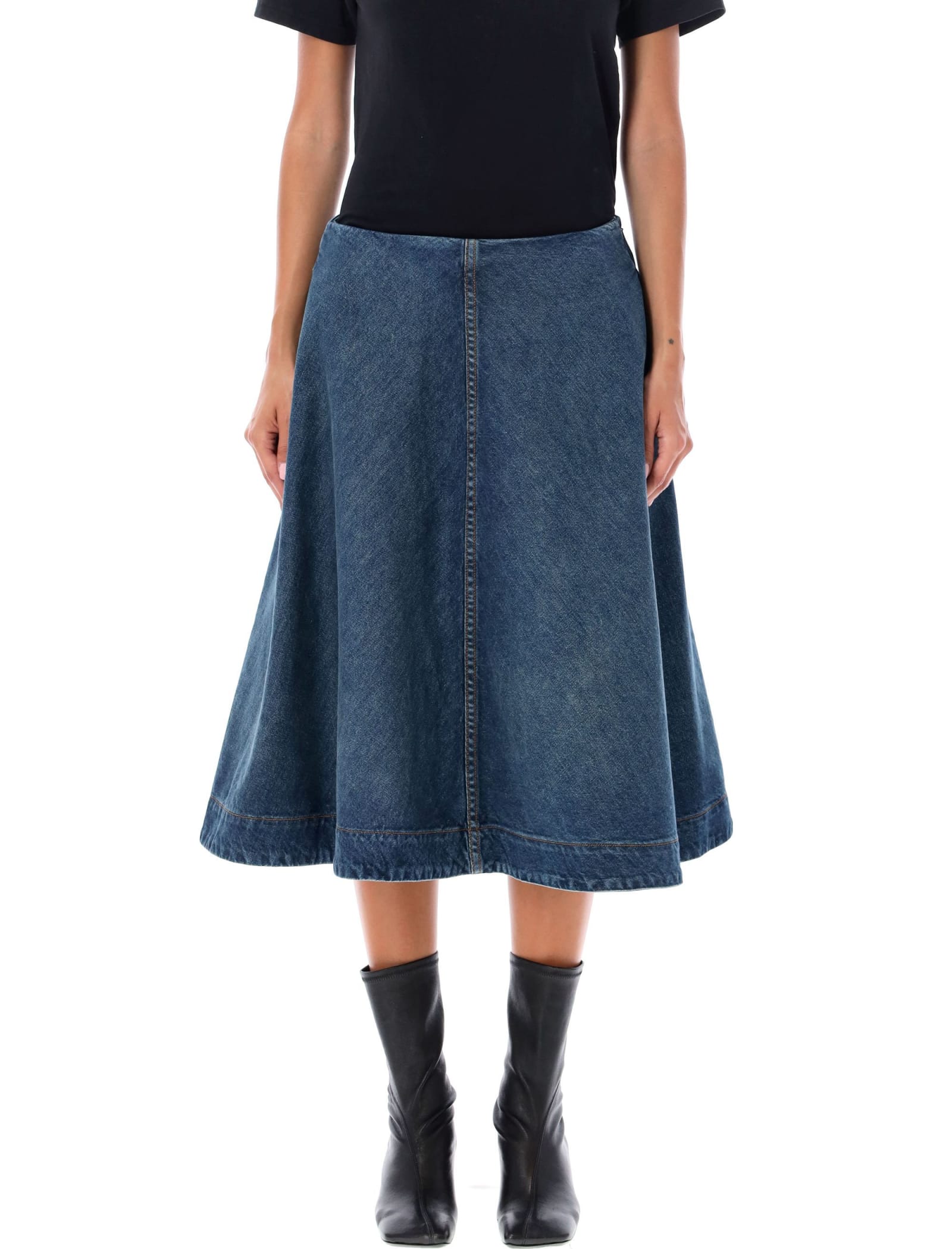 Shop Khaite Renta Skirt In Blue