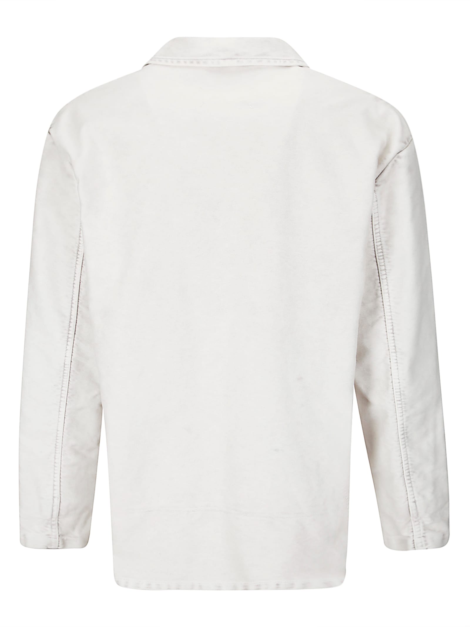 Maison Margiela Oversized Off-white Cotton Denim Jacket With Flap Pockets In Neutral