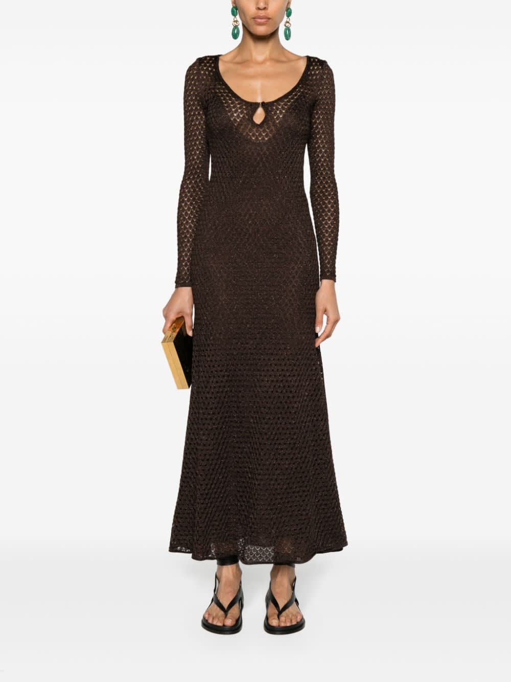 Shop Tom Ford Long Dress In Chocolate Brown (brown)