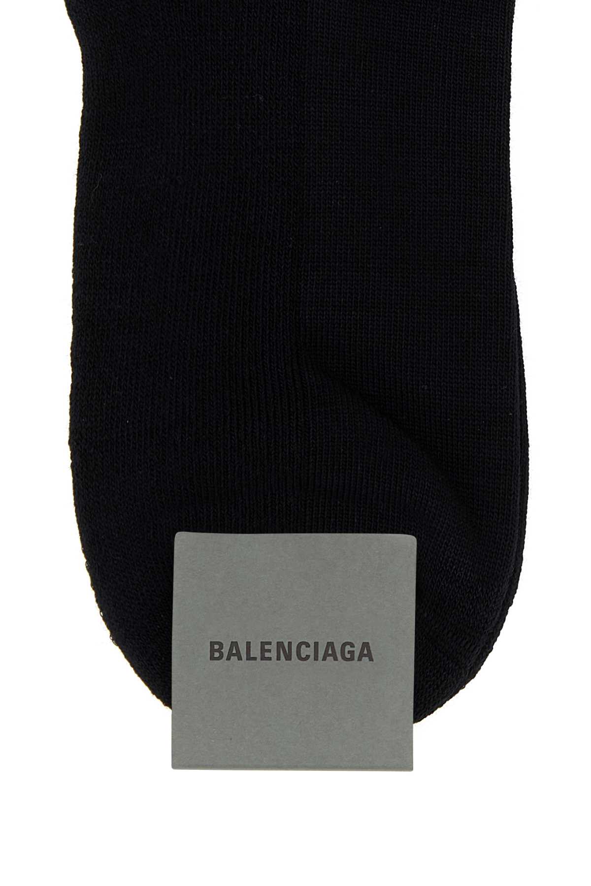 Balenciaga Black Stretch Cotton Blend Socks In Blackwhite